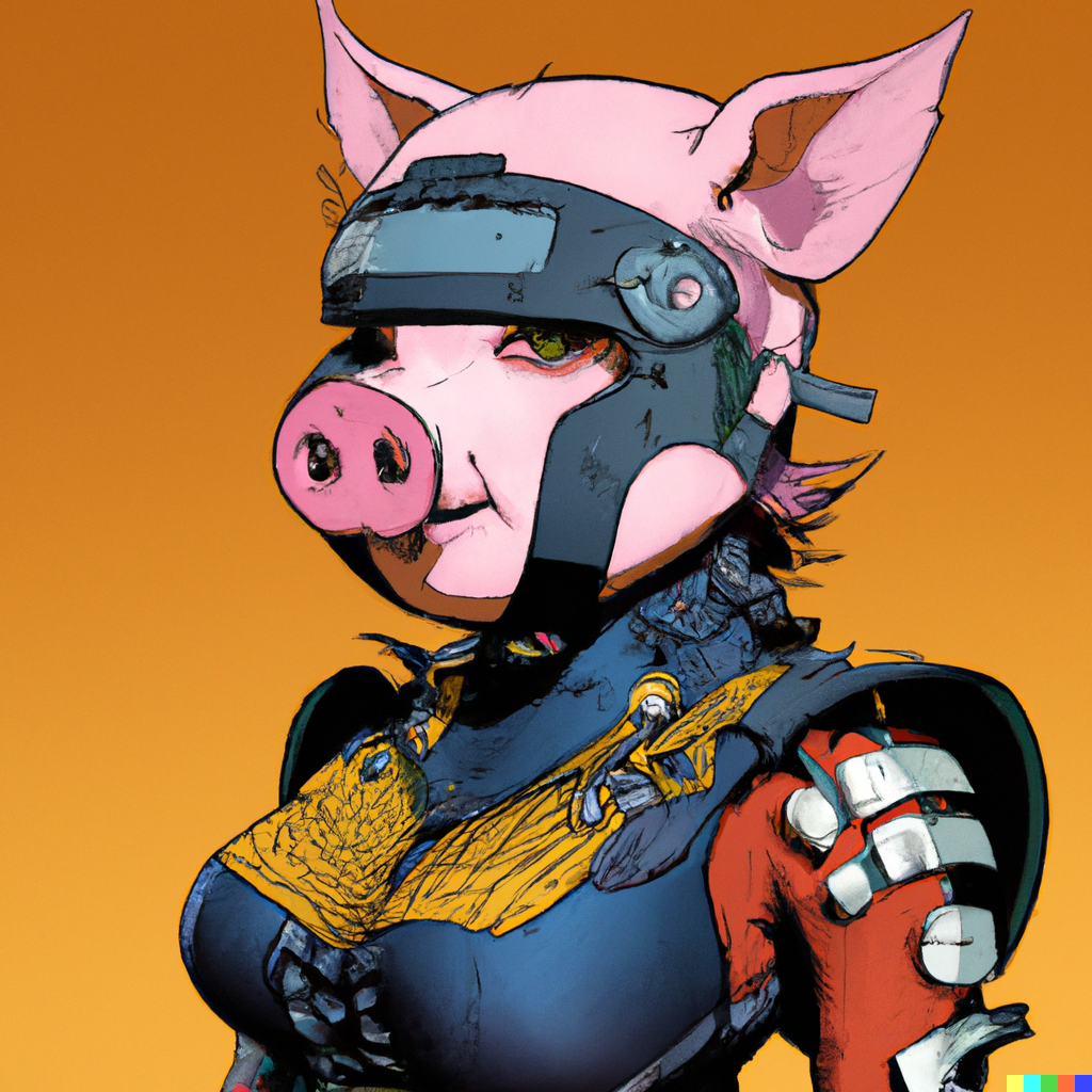 DALL·E 2022-07-02 18.52.12 - Miss Piggy, cyberpunk warrior.png
