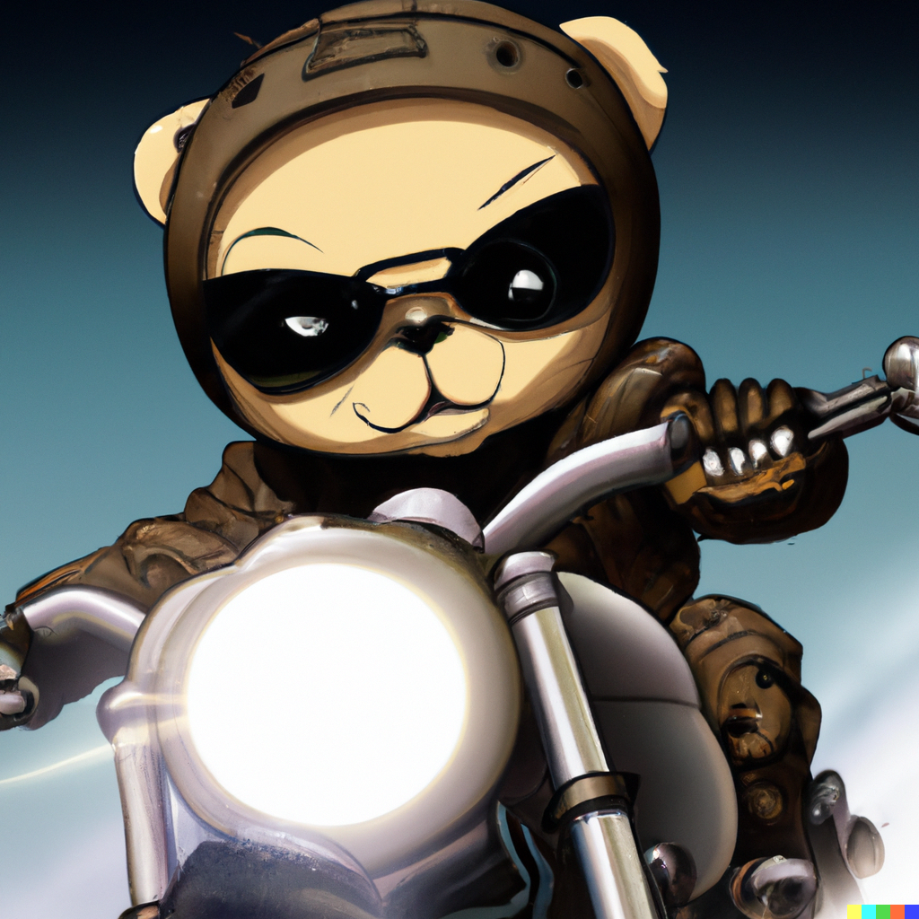 DALL·E 2022-07-02 19.34.23 - an anime cool teddy bear with a leather jacket and aviator shades...png